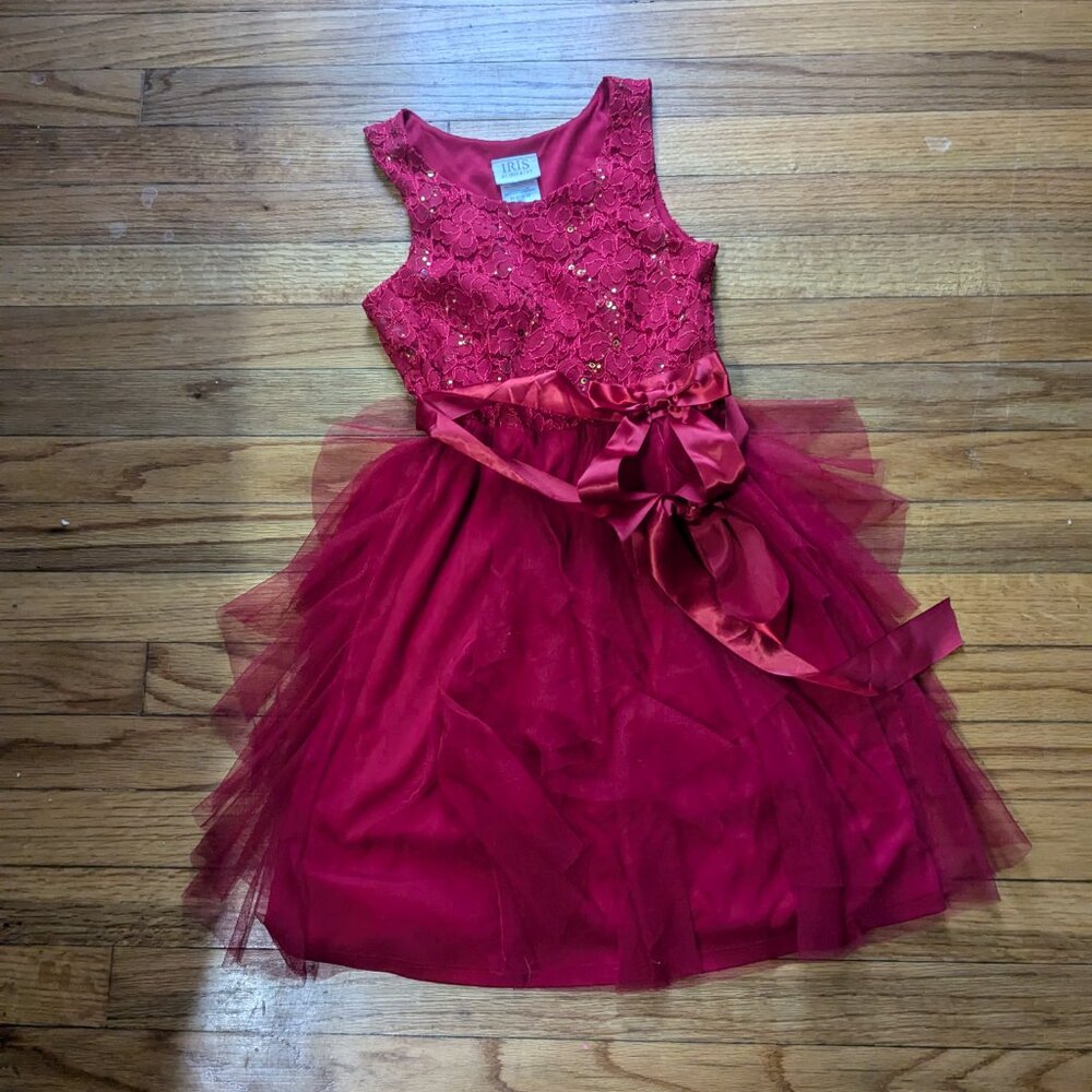 Iris & Ivy Red Sequin Tiered Dress